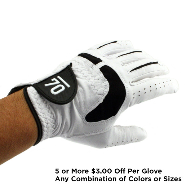 Sub 70 Pro Ultra Soft Cabretta Leather Golf Glove White Top Hand