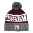 Pom Beanie Grey Red White Front