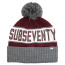 Pom Beanie Grey Red White Back